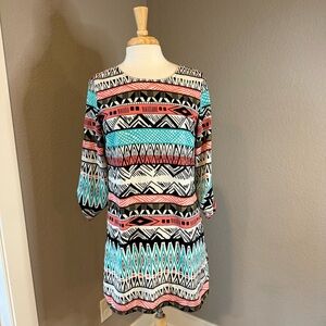 Geometric Patterned Dress - Multicolor